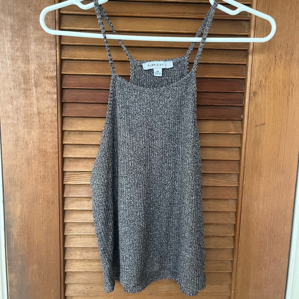 Grey ribbed/textured high neck top